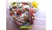 Ladies Flowers Shells Beads Bracelets Cuff